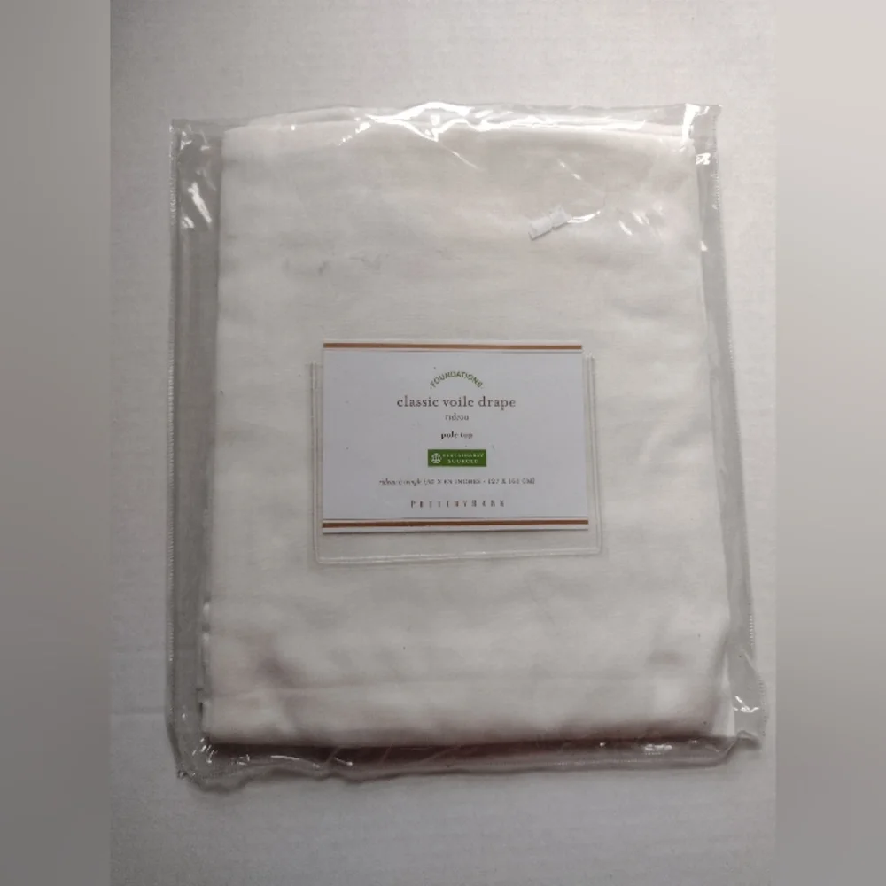 Pottery Barn Classic Voile Drape Cotton Curtain White 50x63